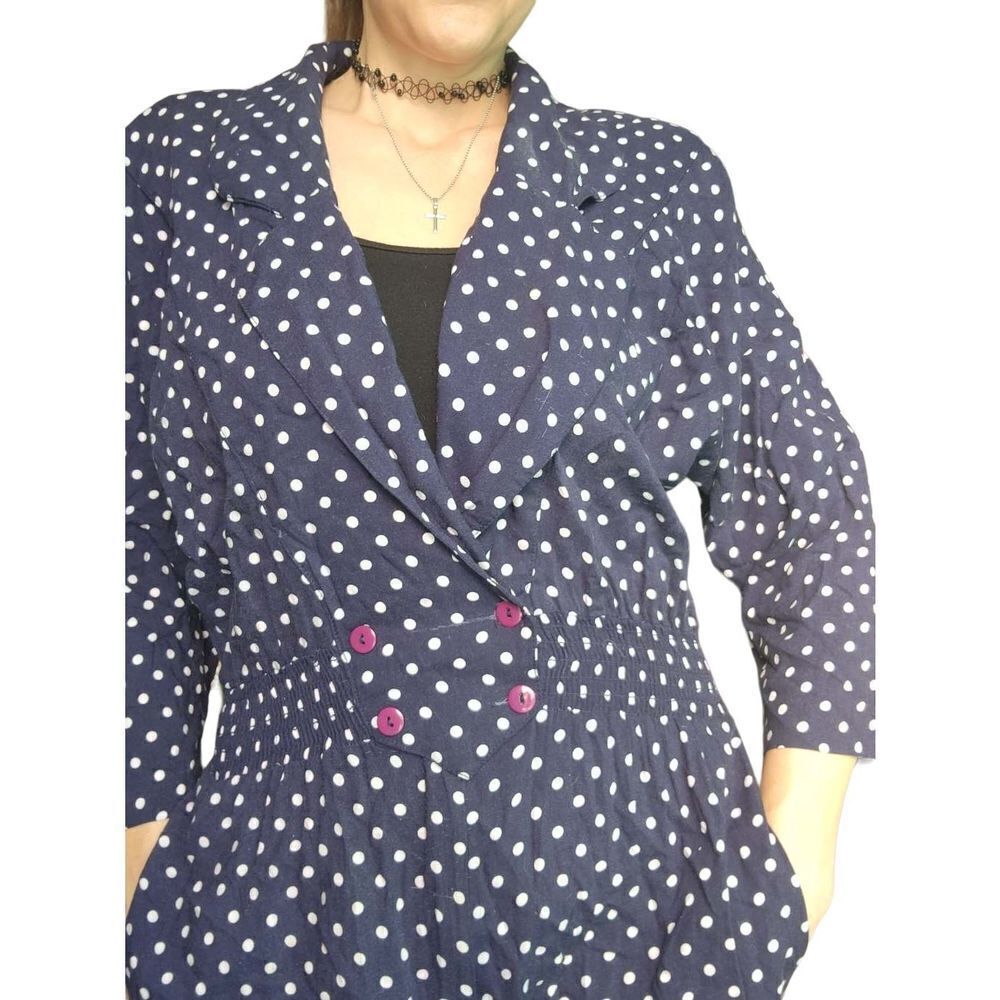 Joseph Ribcroff Polkadot 90s Jumpsuit Blue Rayon Trending Polk A Dot